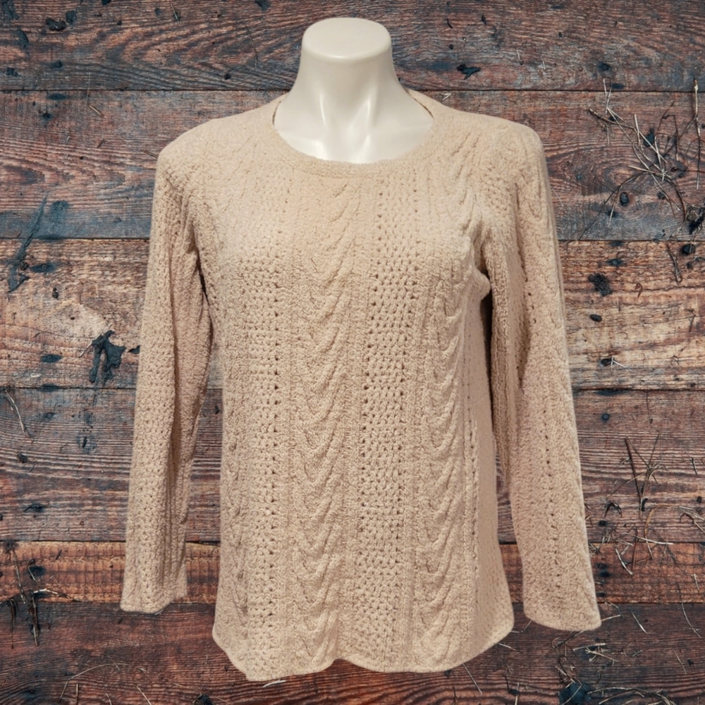 J. Jill Women's Medium Petite Cream Knit Sweater